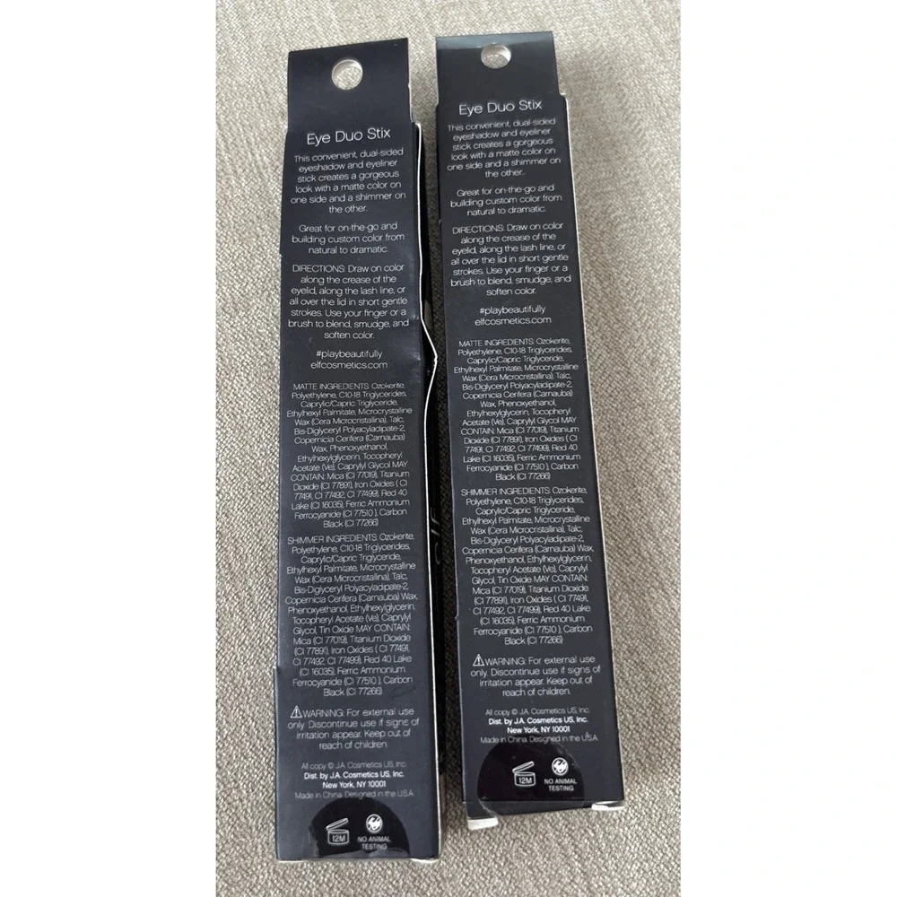 2 e.l.f. Shadow & Liner Duo Stix 81111 Black Shimmer & Matte Discontinued RARE